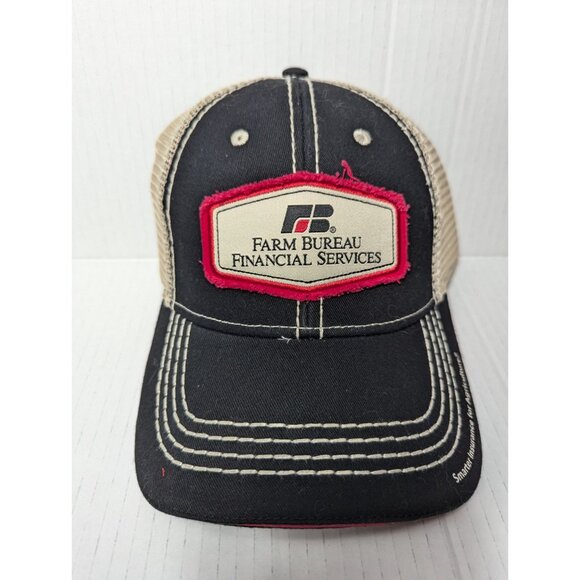 Farm Bureau Financial Services Red Begie Black mesh stitched baseball cap adjust - Picture 1 of 5
